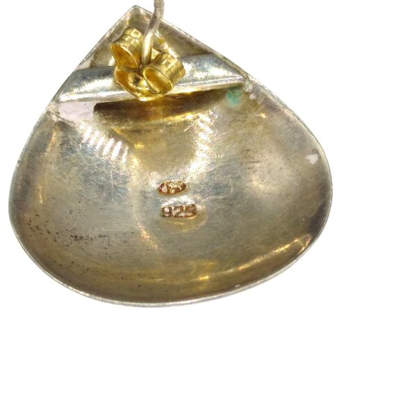 Bloodstone Bezel Set Cabochon Earrings, Sterling Silver Teardrop Studs - Picture 5 of 5